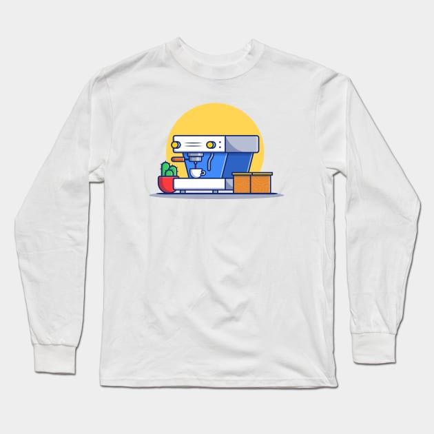 Coffee Machine Pod, Cup, Cactus And Box Long Sleeve T-Shirt by Catalyst Labs